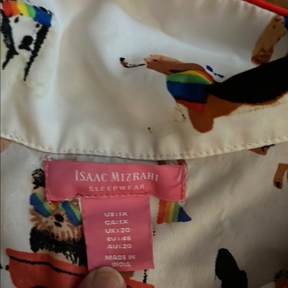 Isaac Mizrahi Light Cream Pride Dog Print Pajama Set - Picture 4 of 4